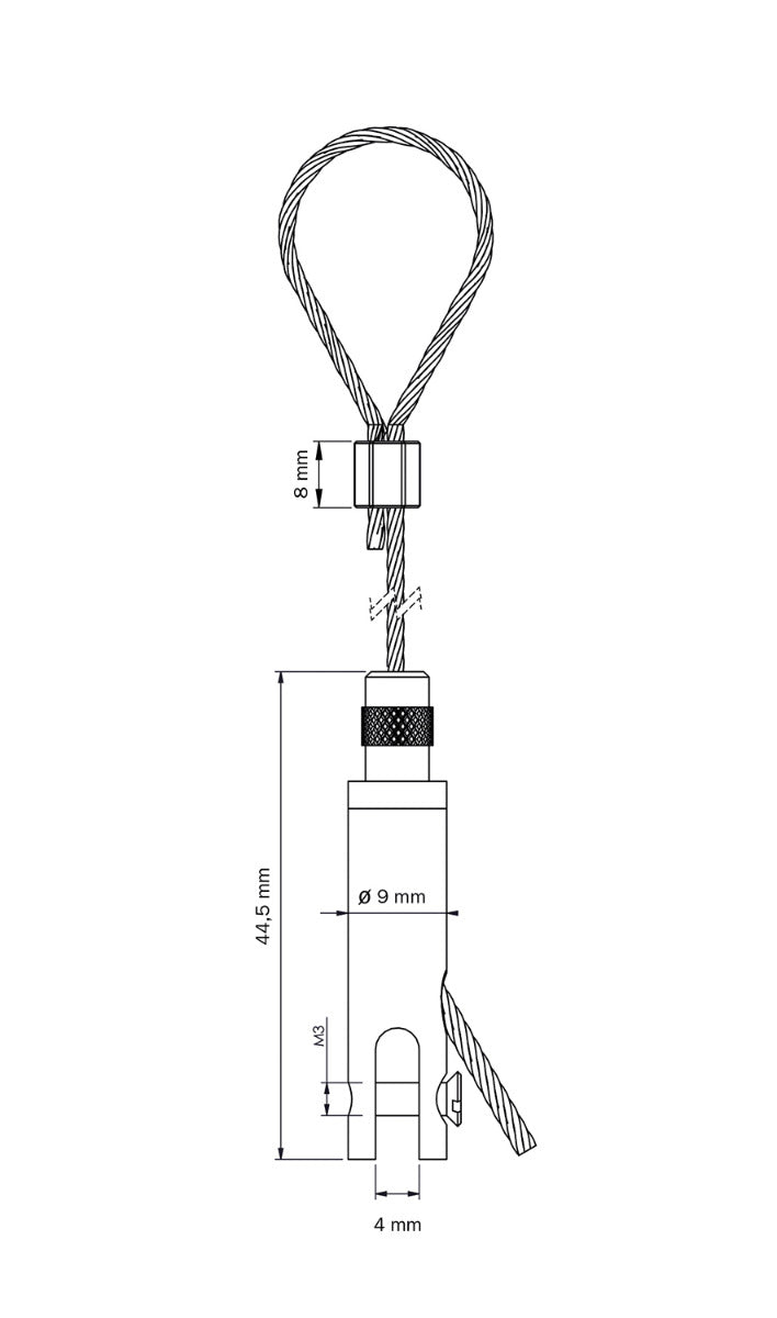 STAS-Aufhängeset mit Paneelhalterung (4 mm) und Schlaufe befestigung