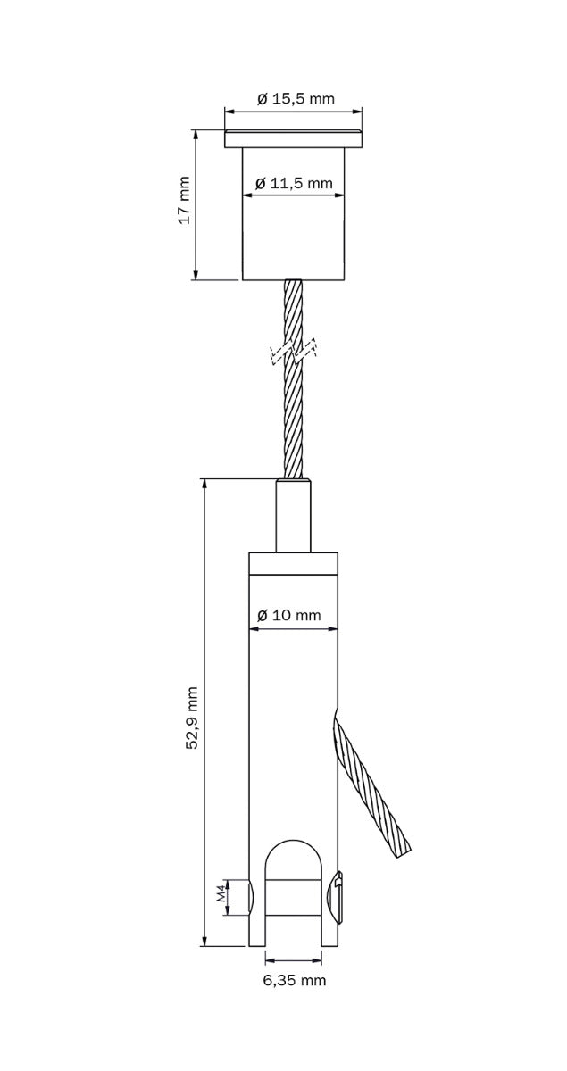 STAS-Aufhängeset mit Paneelhalterung (6 mm) und Deckenbefestigung